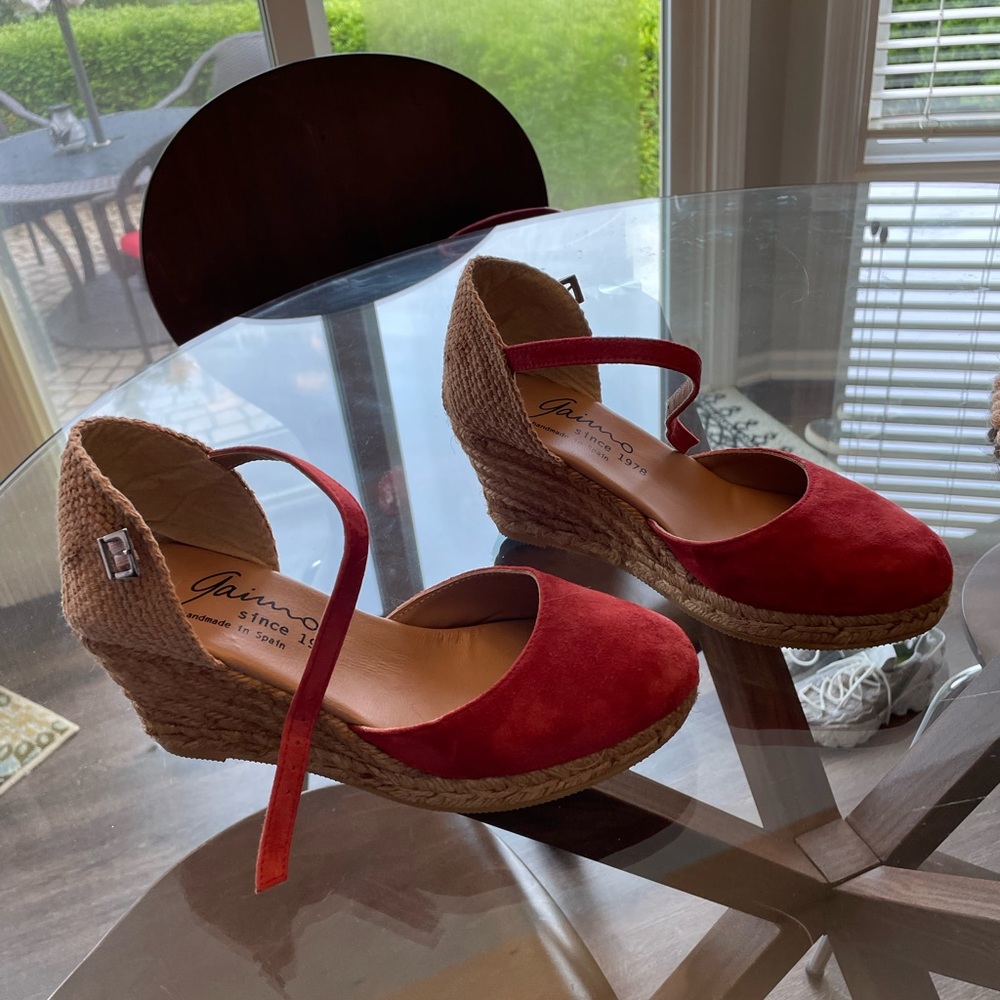 Suede summer wedges